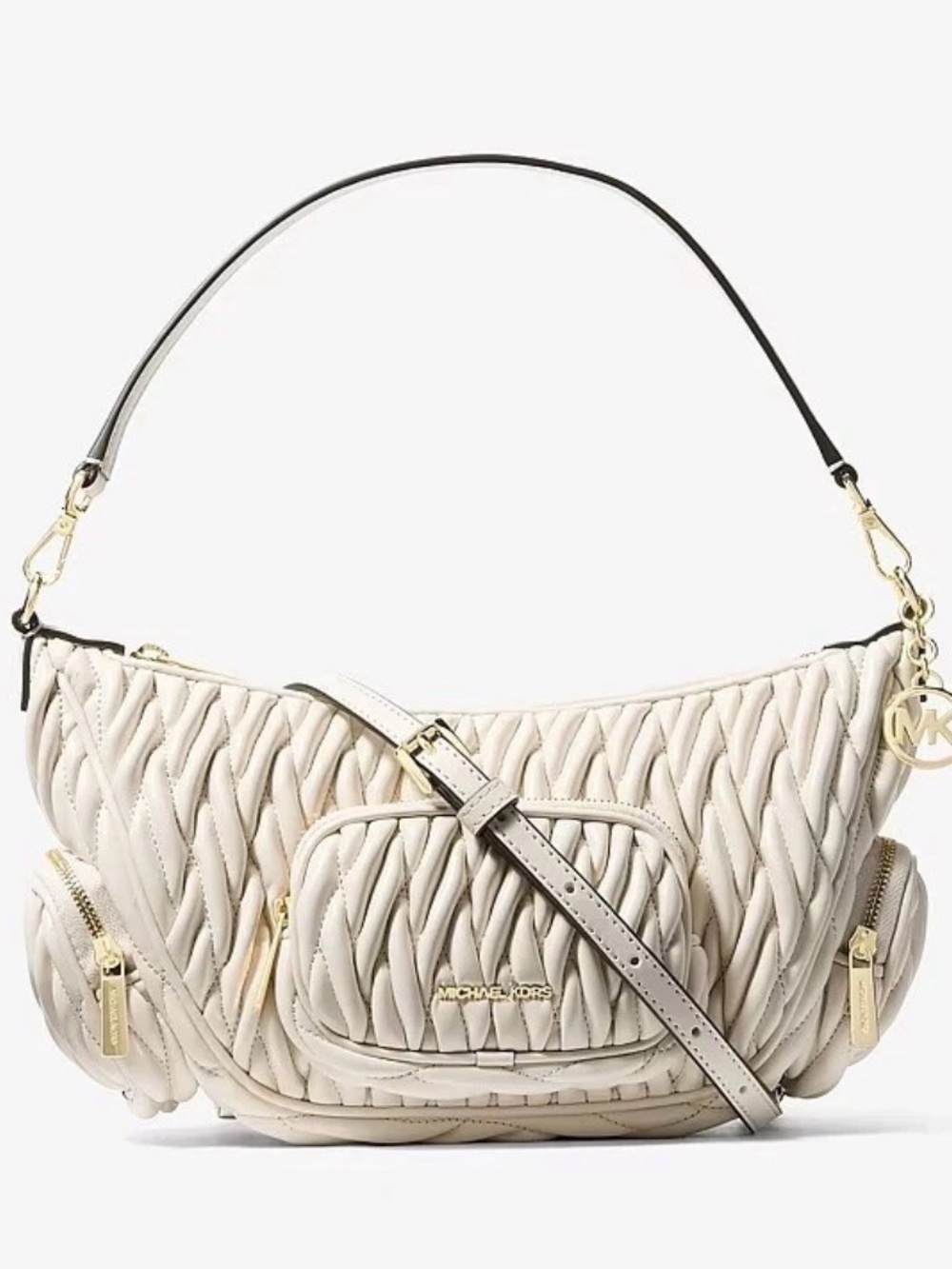 Michael Kors Merritt Matelassé Convertible Crossbody Bag - Light Cream